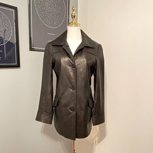 Danier 100% Genuine Leather Black Blazer-Style Jacket